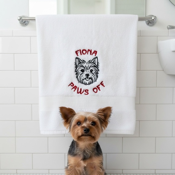 Handmade Other - Hand Personalized Embroidered Towel your pet’s name dog, cat horses, any pet